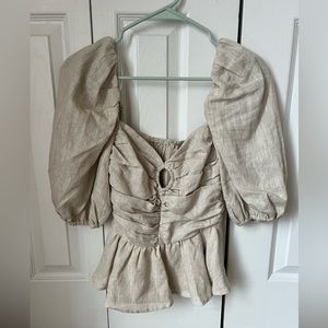 DISSH linen off the shoulder peplum blouse